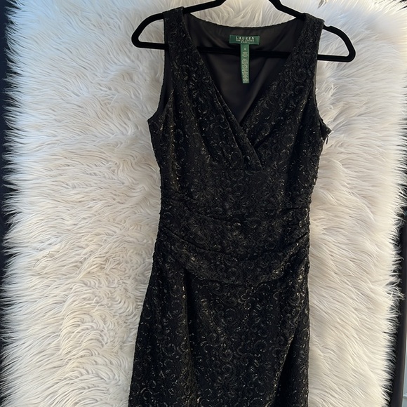 Lauren Ralph Lauren Haddon Hall Black Lace Sleeveless Evening Cocktail Dress - Picture 9 of 13